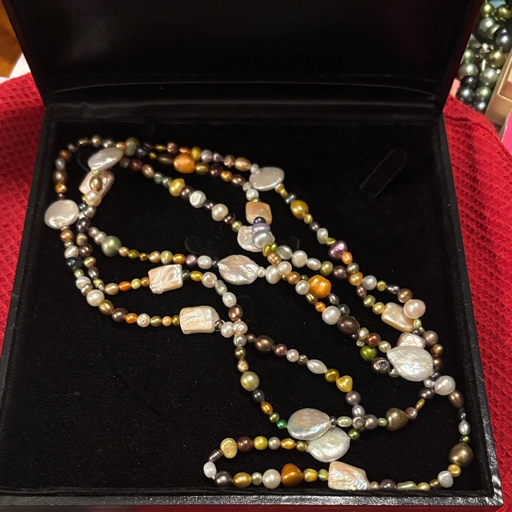 Multi-Color Freshwater and Baroque Pearl Long Strand Necklace